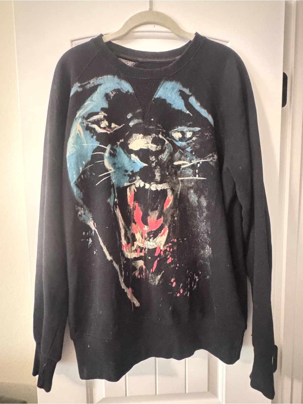 Eleven Paris Black Crewneck Sweatshirt with Panther Graphic